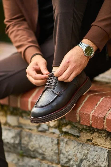 Brown Moc Toe Derby Shoes