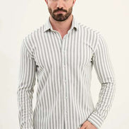 Cotton Vertical Striped Shirt Gray