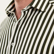 Cotton Vertical Striped Shirt Khaki