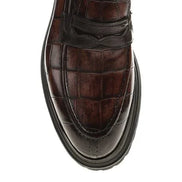 Brown leather loafer shoe