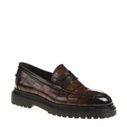 Crocodile Brown Penny Loafers