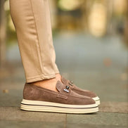 Gray Bit Loafers Suede