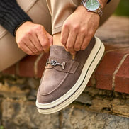 Gray Bit Loafers Suede