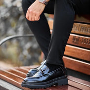 Men's Black Horsebit Loafers
