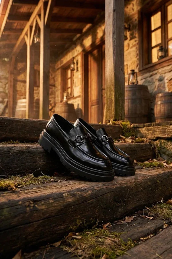 Men's Black Horsebit Loafers