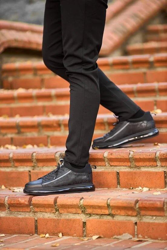 Men’s Black Leather & Suede Sneakers