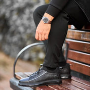 Men’s Black Leather & Suede Sneakers