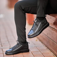 Men’s Black Leather & Suede Sneakers