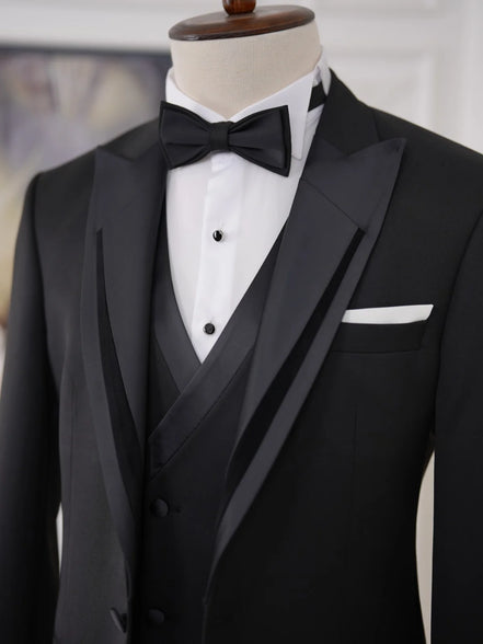 Peak Lapel Black on Black Tuxedo