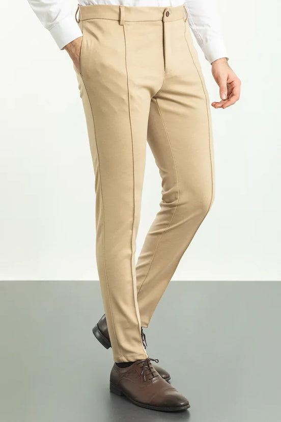 Striped Beige Wool Pants