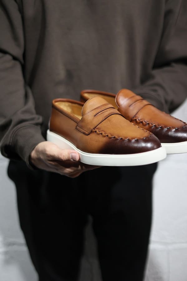 Tan Brown Penny Loafers for Men