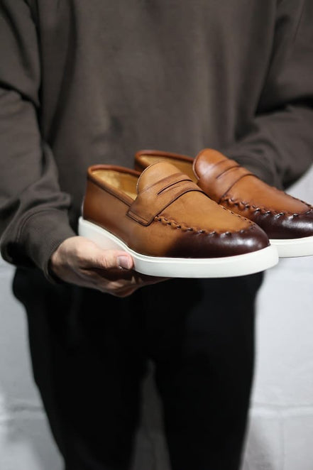 Tan Brown Penny Loafers for Men