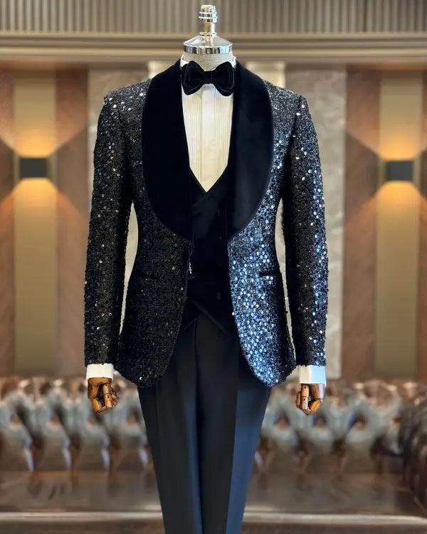 Wilson Velvet Black Sequin Tuxedo