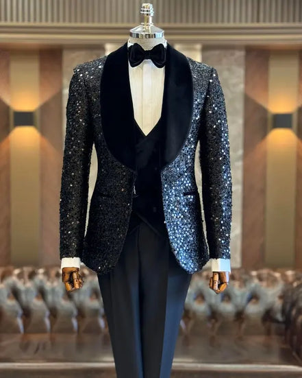Wilson Velvet Black Sequin Tuxedo