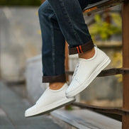 White Laceless Sneakers