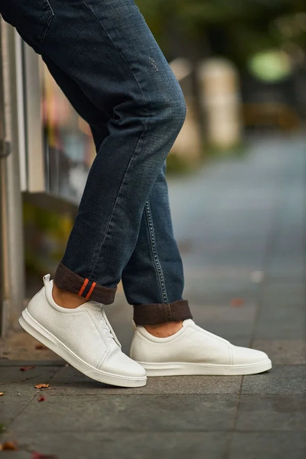 White Laceless Sneakers