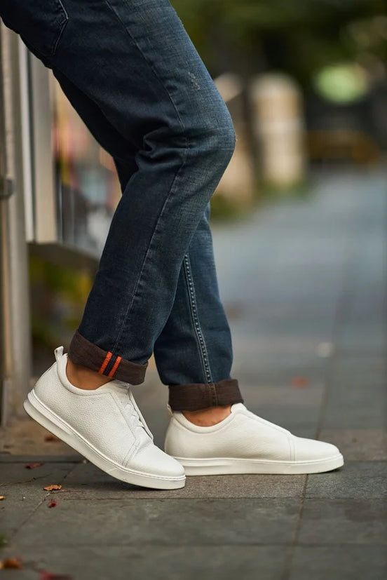 White Laceless Sneakers
