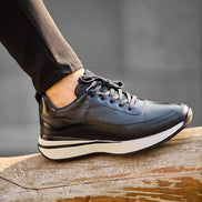 White Sole Black Sneakers