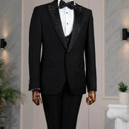 Beaded Lapel Black Tuxedo