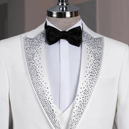 Beaded Lapel White Tuxedo