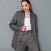 Women Wool Pant Suit Gray
