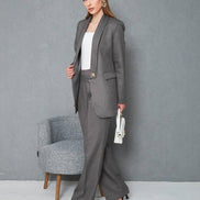 Women Wool Pant Suit Gray