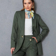 Women Wool Pant Suit Green
