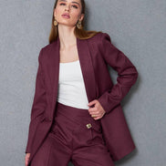 Women Wool Pant Suit Purple