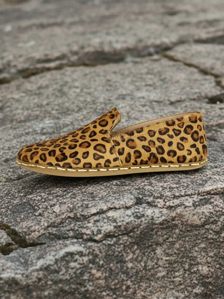 Earthing Leopard Print Leather Loafers for Women