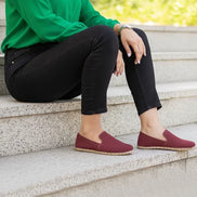 Earthing Nubuck Burgundy Loafers for Women