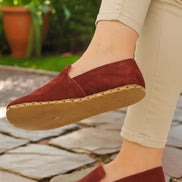 Women’s Earthing Nubuck Burgundy Leather Loafers