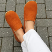 Earthing Nubuck Orange Loafers for Women