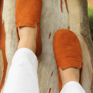 Women’s Earthing Nubuck Orange Loafers