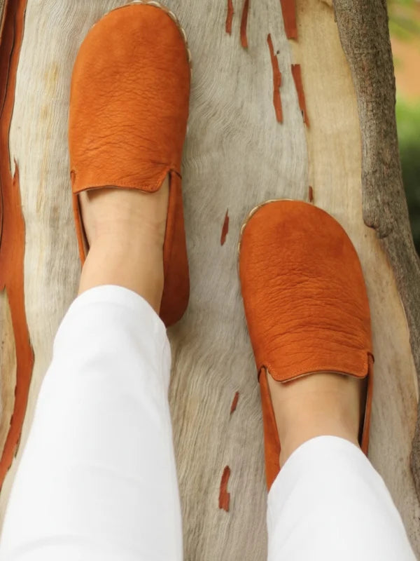 Women’s Earthing Nubuck Orange Loafers