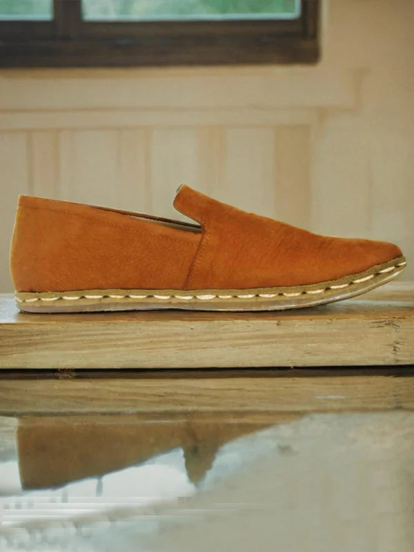Women’s Earthing Nubuck Orange Leather Loafers