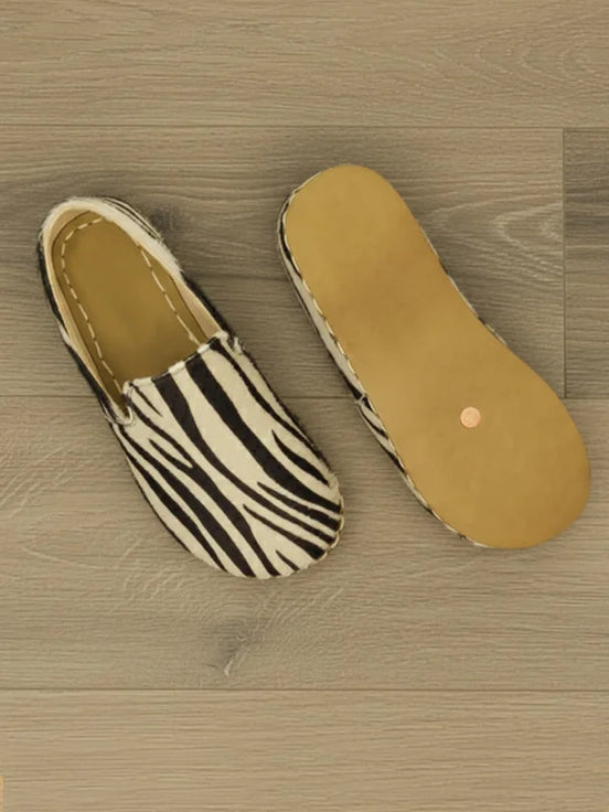 Barefoot Earthing Zebra Pattern Loafers for Women