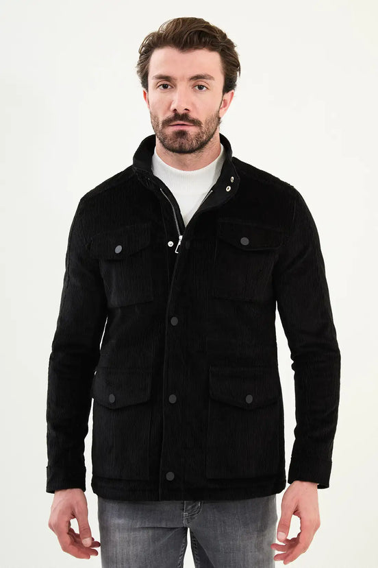 Marina Wool Corduroy Coat Black