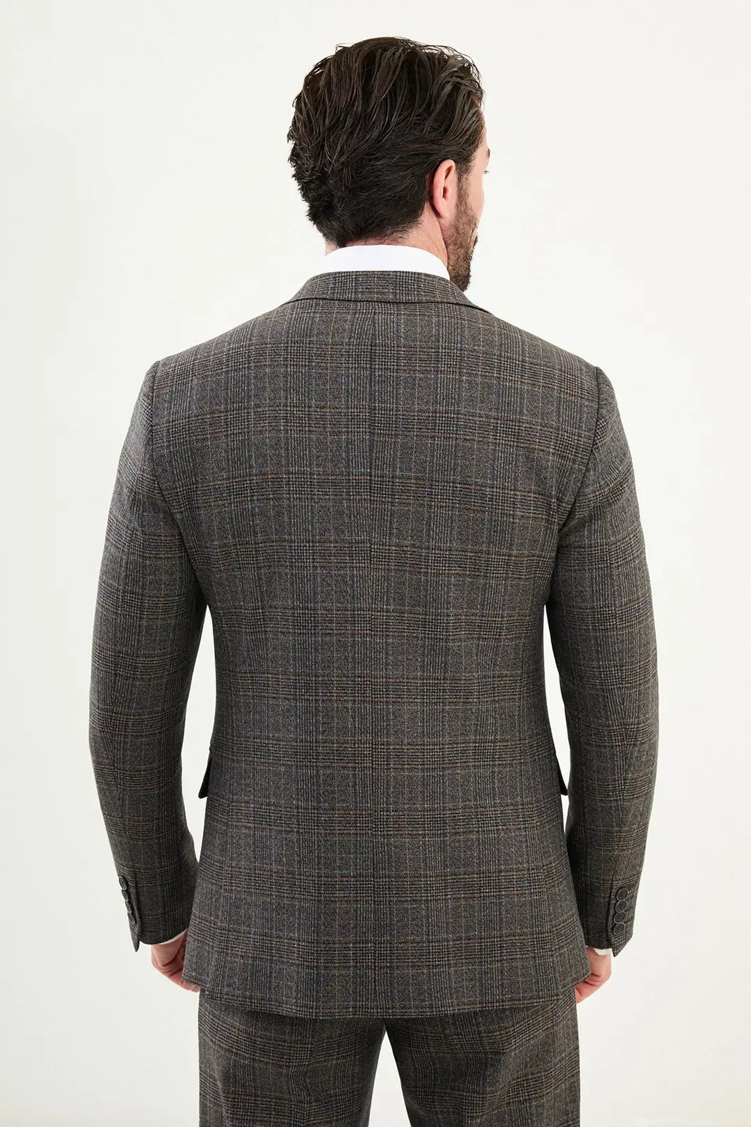 Wool Black Plaid Suit