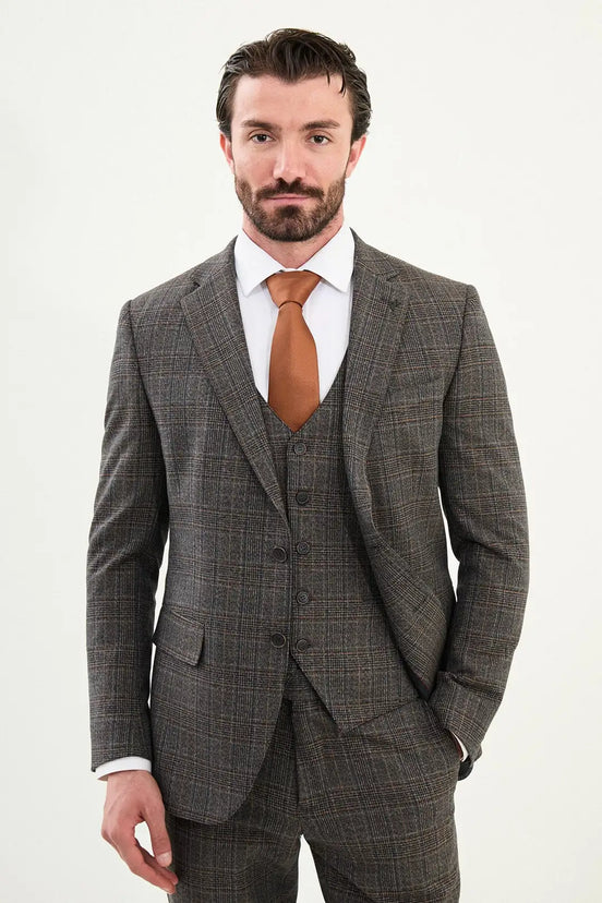 Wool Black Plaid Suit