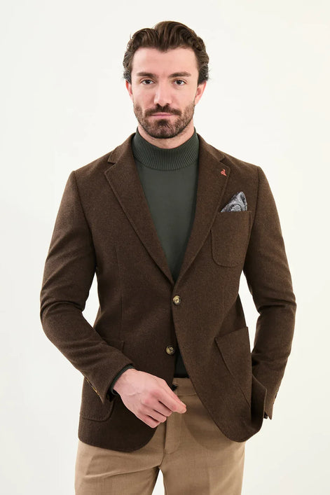 Brown Wool Blazer Mens