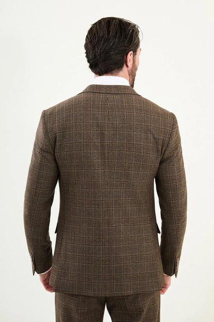 Wool Brown Plaid Suit