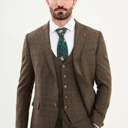 Wool Brown Plaid Suit