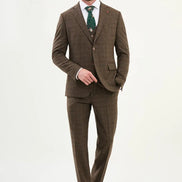 Wool Brown Plaid Suit