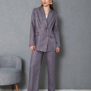 Wool Gray Double Breasted Suit Women