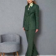 Wool Green Double Breasted Suit Women