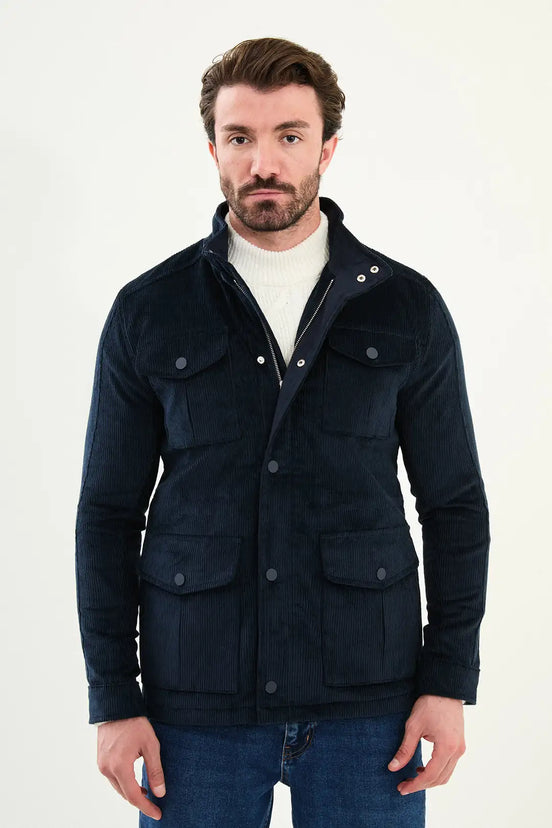 Marina Wool Corduroy Coat Navy