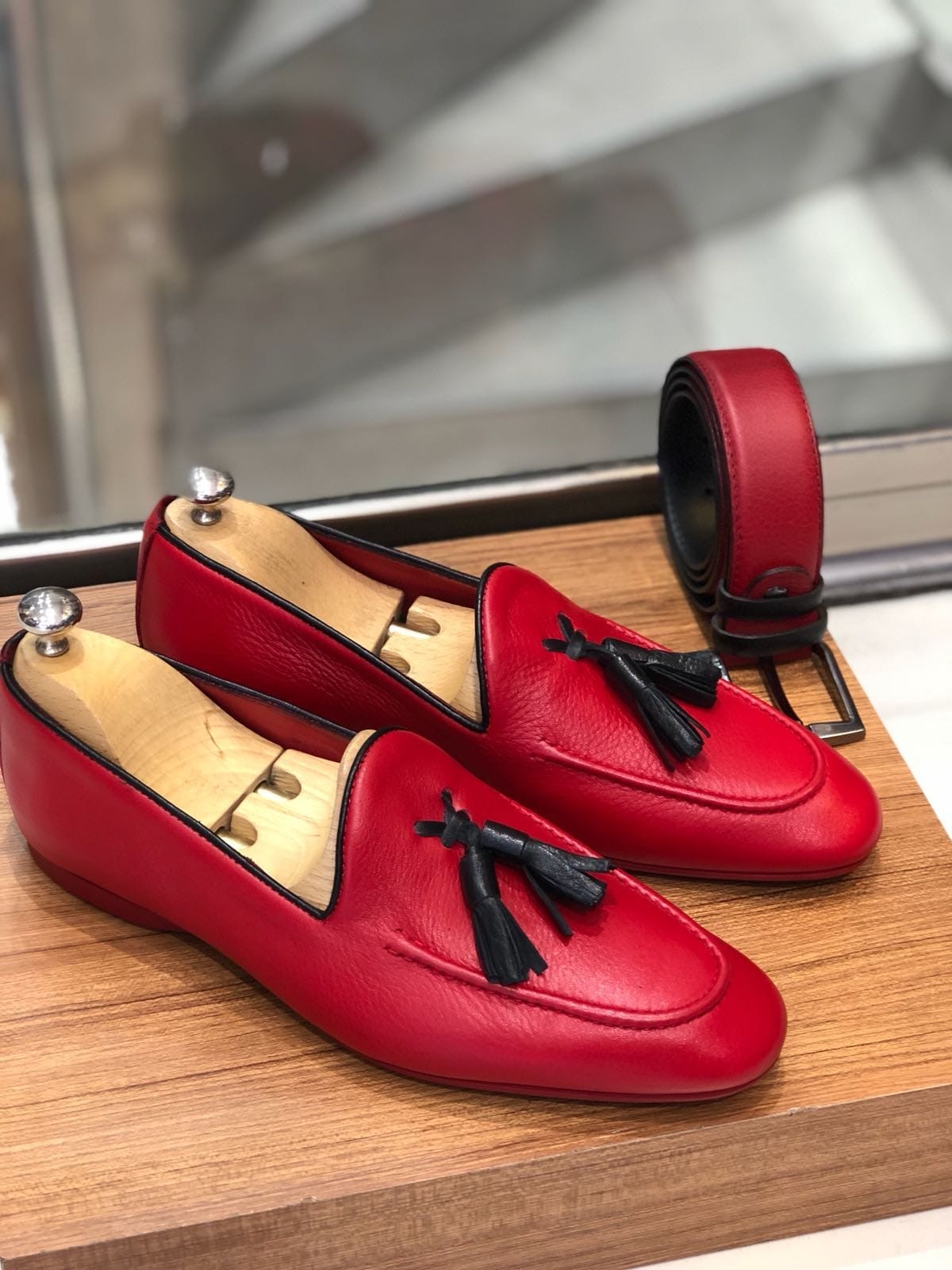 Buy Red Tassel Loafer by Gentwith.com with Free Shipping