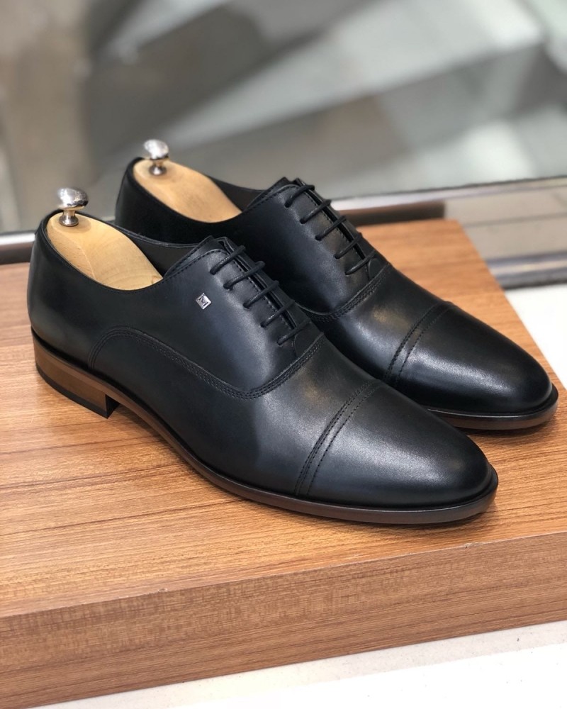Black Calf Leather Oxford by Gentwith.com with Free Shipping