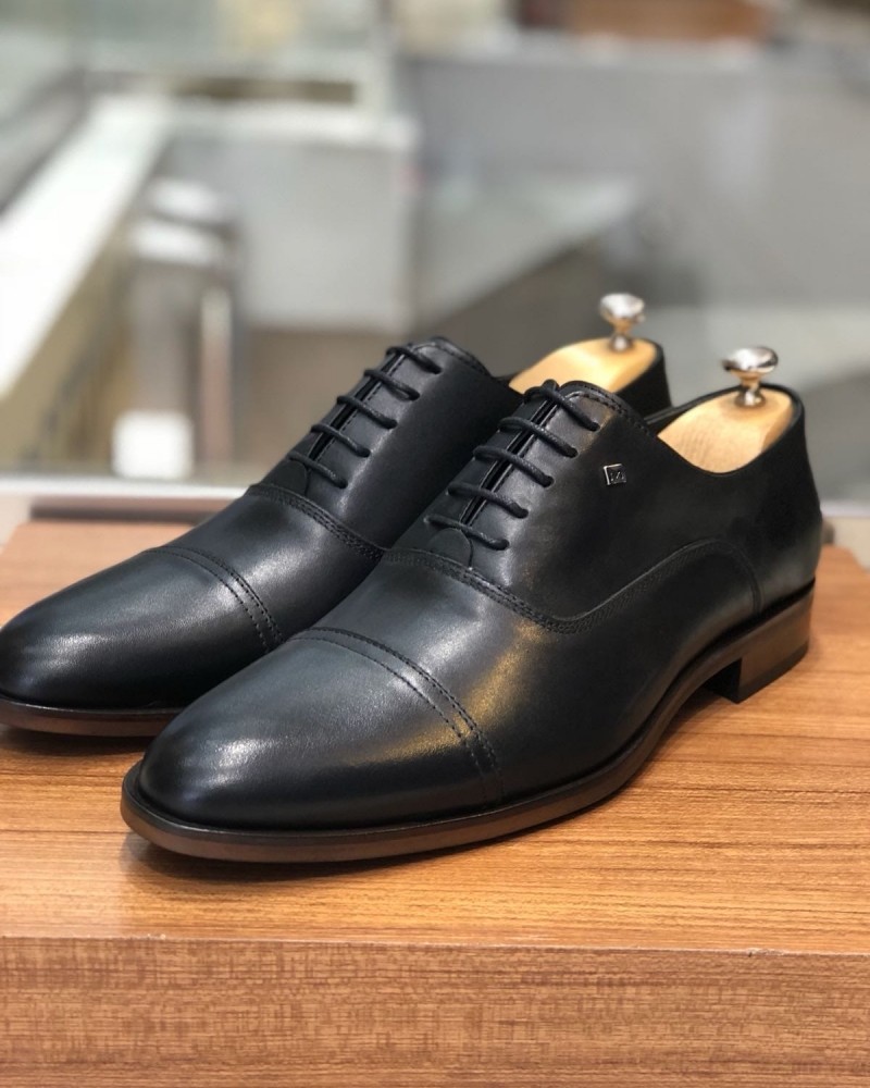 Black Calf Leather Oxford by Gentwith.com with Free Shipping