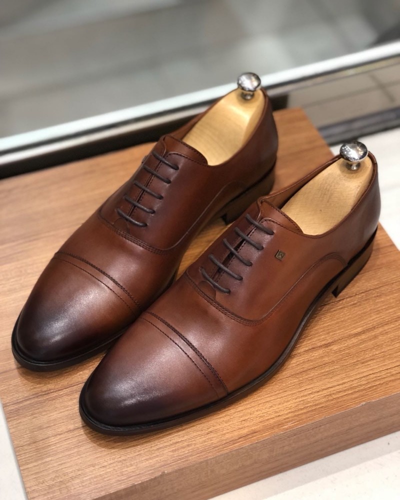 Camel Calf Leather Oxford by Gentwith.com with Free Shipping